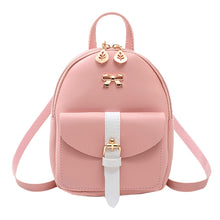 将图片加载到图库查看器,Women's Mini Backpack Luxury PU Leather Kawaii Backpack Cute Graceful Bagpack Small School Bags for Girls Bow-knot Leaf Hollow