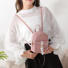 将图片加载到图库查看器,Women's Mini Backpack Luxury PU Leather Kawaii Backpack Cute Graceful Bagpack Small School Bags for Girls Bow-knot Leaf Hollow
