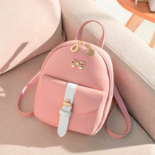 将图片加载到图库查看器,Women's Mini Backpack Luxury PU Leather Kawaii Backpack Cute Graceful Bagpack Small School Bags for Girls Bow-knot Leaf Hollow
