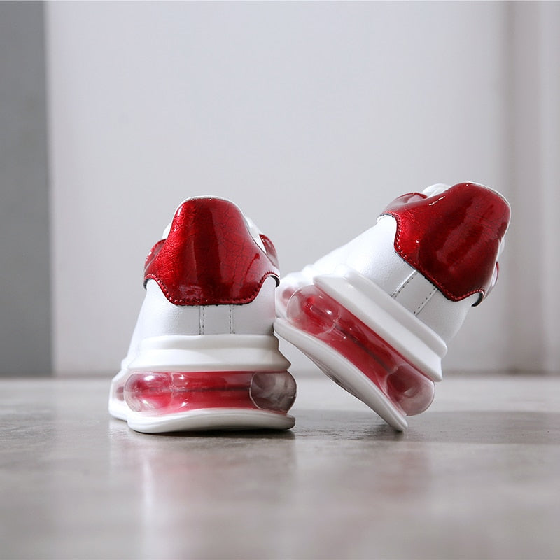 Women's Platform sneakers Genuine Leather Sneakers , White,Chunky Sneakers.Rainbow Shoes Casual Sneakers,Women's Vulcanize Shoes