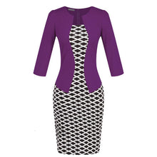 Load image into Gallery viewer, YGYEEG Women Dresses One Piece Patchwork Floral Print Elegant Business Party Formal Office Plus Size Bodycon Pencil Work Dress