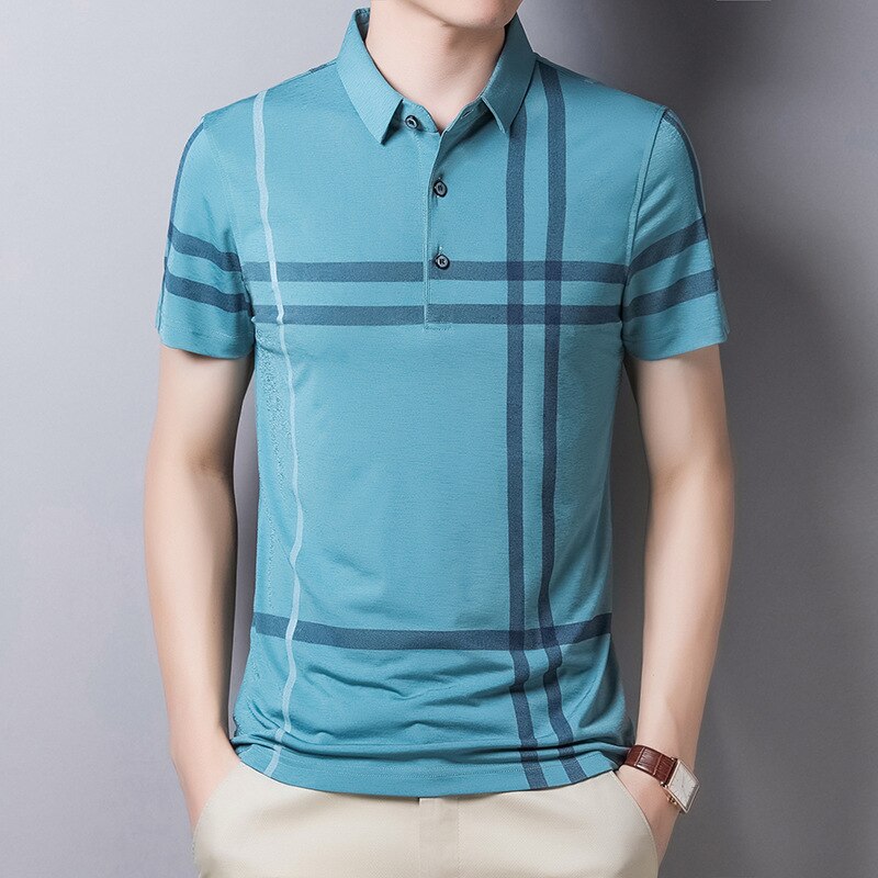 Ymwmhu Men Summer Striped Polo T-shirt Short Sleeve Slim Fit Polos Fashion Streetwear Tops Men Shirts Office Casual Shirts