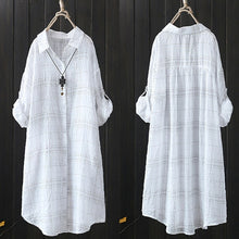 將圖片載入圖庫檢視器 ZANZEA 2019 Plaid Linen Top Women Asymmetrical Blouse Autumn Female Casual Tunic Long Sleeve Shirt Woman Blusas Pleated Tops 5XL