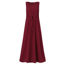 Load image into Gallery viewer, ZANZEA Women Dubai Abaya Kaftan Dresses Ladies Sleeveless Crew Neck Sundress Muslim Fashion Islamic Plain Swing Dress Retro Robe