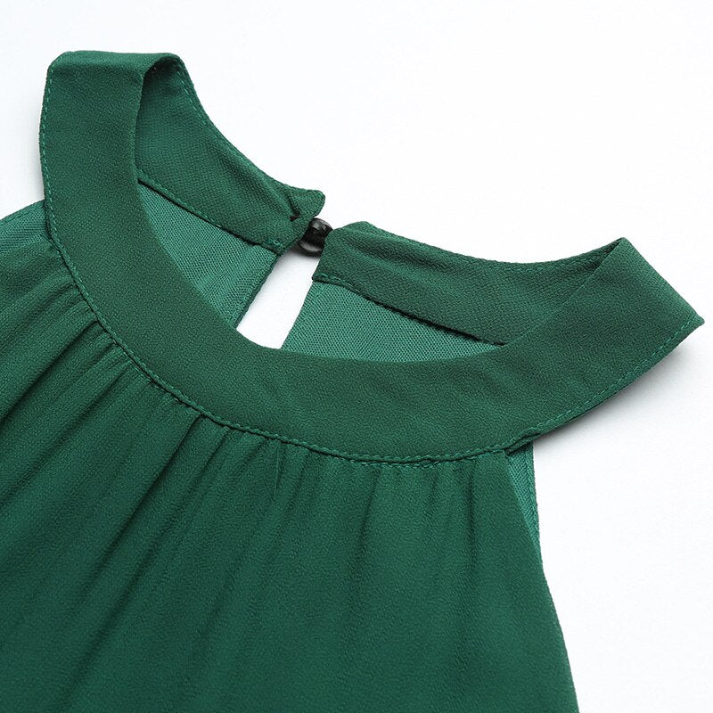ZOGAA Halter Sleeveless Party Dresses Women Solid Pleated Chiffon Dress Asymmetric 2019 Summer dress Vestidos vintage dress