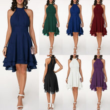 Load image into Gallery viewer, ZOGAA Halter Sleeveless Party Dresses Women Solid Pleated Chiffon Dress Asymmetric 2019 Summer dress Vestidos vintage dress