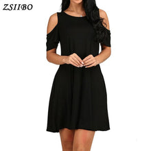 将图片加载到图库查看器,ZSIIBO Ukraine Fashion Sexy A-Line Solid Black Summer Dress Women Boho Party&beach Women Dresses Vestidos Plus Size drop ship