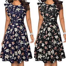 Cargar imagen en el visor de la galería, Women's Black Floral Dress Summer Party Mini Club Dress Beach Dress sukienka#G9