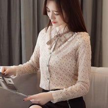 将图片加载到图库查看器,2019 Bow Collar Wave Point Blouse Plus Size Blouse tops lace fashion Women blouses blusas 1784 50
