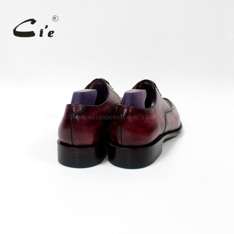 cie square toe custom handmade 100%genuine calf leather men's dress/classic patina red brown derby leather men flat shoe D-02-18