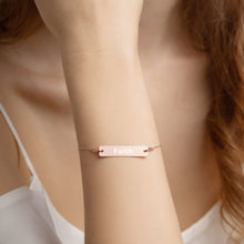 将图片加载到图库查看器,Engraved Silver Bar Chain Bracelet: Faith