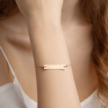 将图片加载到图库查看器,Engraved Silver Bar Chain Bracelet: Faith