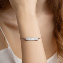 将图片加载到图库查看器,Engraved Silver Bar Chain Bracelet: Faith