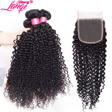 Load image into Gallery viewer, kinky curly bundles with closure brazilian hair weave bundles with closure non remy Peruvian human hair bundles with closure
