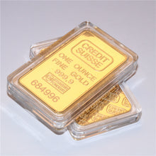 将图片加载到图库查看器,laser Numer Free! High Quality Fine gold replica bullion .999 gold plated bar 500pcs/lot DHL Free shipping