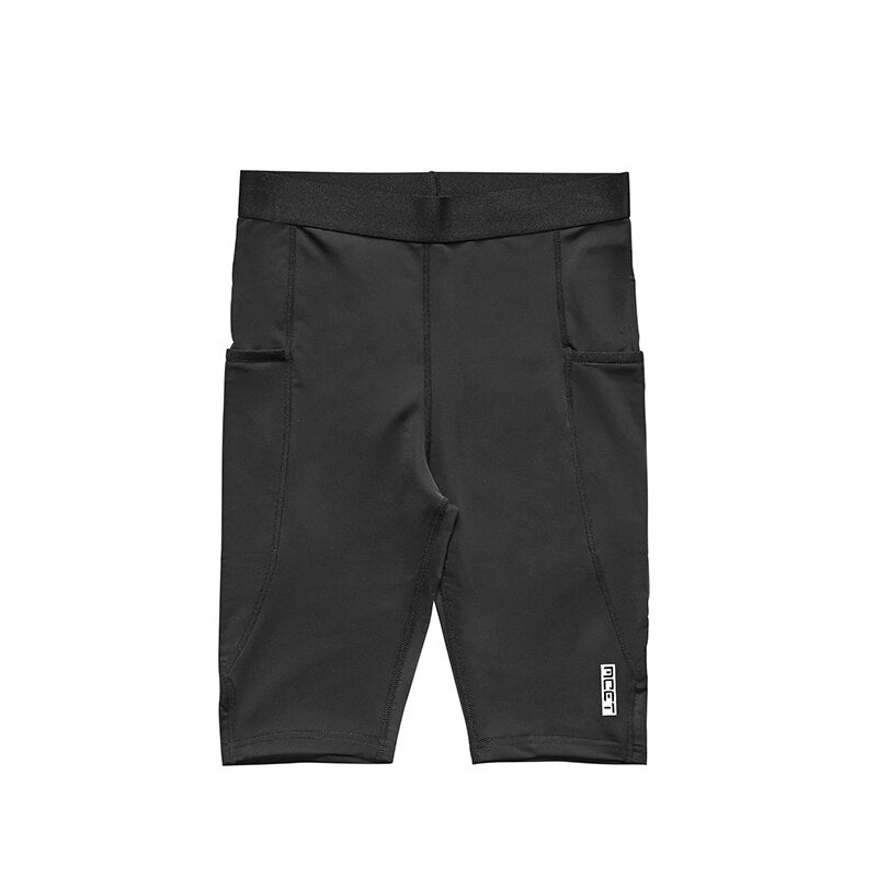 Men's Compression Fitness Shorts Male Gym Bodybuilding Training Stretch Tight Running Five-point pants black mens compression shorts
