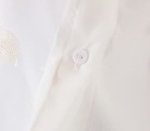 將圖片載入圖庫檢視器 Women's Elegant Stand Collar Polka Dot Blouse Embroidery casual organza blouse shirt women chic perspective white chemise tops LS4077