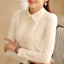 將圖片載入圖庫檢視器 plus size women tops white lace blouse shirt fashion womens tops and  blouses long sleeve women shirts elegant blouse 812B 50