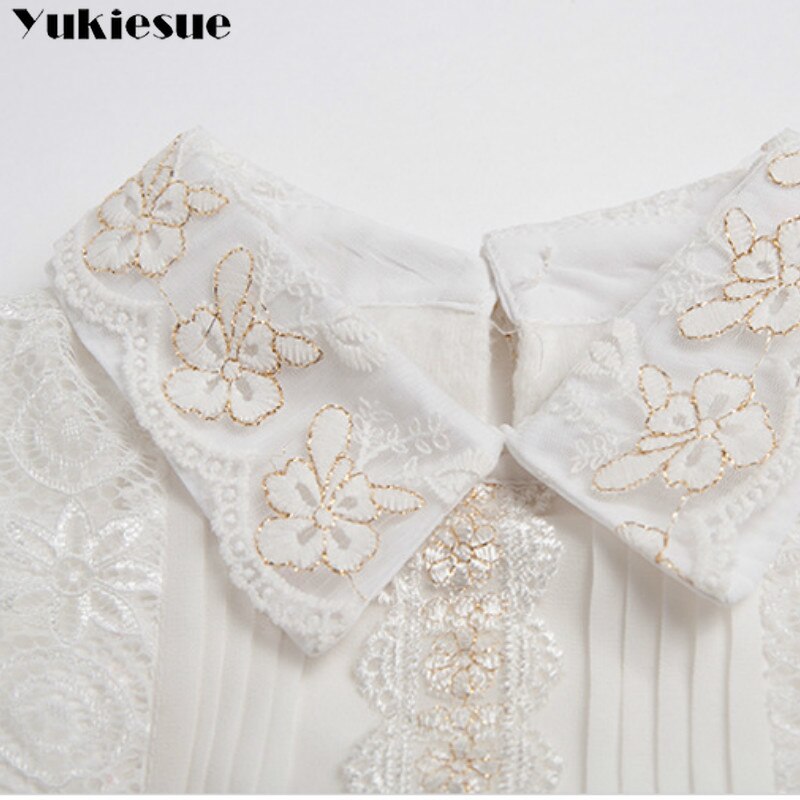 White Lace Blouse Shirt Women's Tops and Long Sleeve Thick Warm Winter Women Shirts Elegant
Blusas Plus Sizes