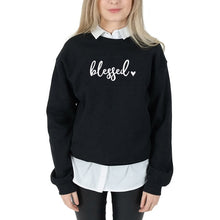 Cargar imagen en el visor de la galería, Blessed Heart Sweater Women Girls Religious Clothing Pullover Christian Bible Verse Baptism Cotton Jumper Jesus Blessed Tops