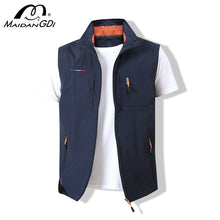 将图片加载到图库查看器,Men's Stand Collar Sleeveless With Pocket jacket Vest