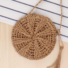 将图片加载到图库查看器,Round Straw Raffia circle Rattan bags