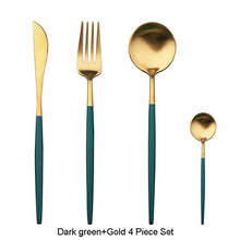 Load image into Gallery viewer, Gold Flatware Fork Knife Spoon Silverware Set