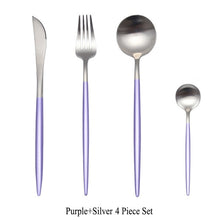 Load image into Gallery viewer, Gold Flatware Fork Knife Spoon Silverware Set