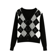 Cargar imagen en el visor de la galería, Women's Stylish Geometric Pattern Short Knitted Sweater