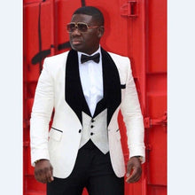將圖片載入圖庫檢視器 Men Suits Light Navy Blue and Black Groom Tuxedos Shawl Lapel Groomsmen Wedding Best Man ( Jacket+Pants+Bow Tie+Vest ) C684