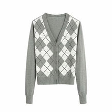 Cargar imagen en el visor de la galería, Women's Stylish Geometric Pattern Short Knitted Sweater