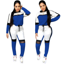 Charger l'image dans la galerie, Kalenmos Tracksuit Women Sets 2 Piece Autumn Mesh Sports Jogger Zip Print  Long Sleeve Hooded Sweatshirt Casual Trouser Suit Set
