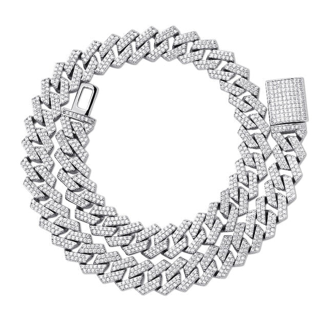 TOPGRILLZ 14mm Miami Prong Set Cuban Chains Necklace For Men Gold Color Hip Hop Jewelry Pink CZ Rapper Necklace