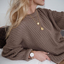 Cargar imagen en el visor de la galería, Hirsionsan Women's Korean Knitted Sweater Oversized Warm Female Pullovers Fashion Solid Tops