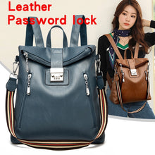 Load image into Gallery viewer, Password Lock Anti-theft Backpack Female High-end Travel Computer Bag Large-Capacity Leather Waterproof Personalized Leather Bag