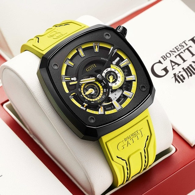 Blue Rubber Automatic Mechanical Men Watch Waterproof Luminous Japan Movement Male Clock Watches For Men relogio masculino
