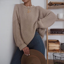 Cargar imagen en el visor de la galería, Hirsionsan Women's Korean Knitted Sweater Oversized Warm Female Pullovers Fashion Solid Tops