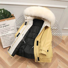 Load image into Gallery viewer, Large Natural Raccoon Fox Fur Hooded Winter Down Coat Women 90% White Duck Down Jacket Thick Warm Parkas Female Outerwear