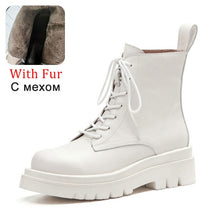 将图片加载到图库查看器,Woman Real Leather Ankle Boots Lace Up
