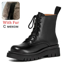 将图片加载到图库查看器,Woman Real Leather Ankle Boots Lace Up