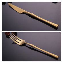 将图片加载到图库查看器,Stainless Steel Cutlery Set Gold Dinnerware Set
