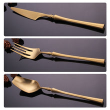 将图片加载到图库查看器,Stainless Steel Cutlery Set Gold Dinnerware Set