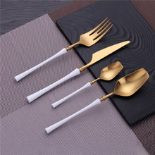 将图片加载到图库查看器,Stainless Steel Cutlery Set Gold Dinnerware Set