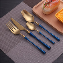 将图片加载到图库查看器,Stainless Steel Cutlery Set Gold Dinnerware Set