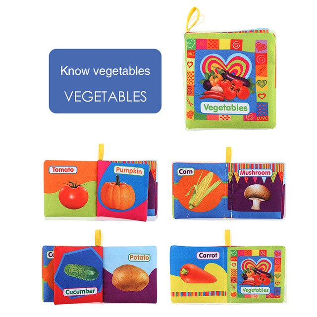 Three-Dimensional Baby Books Cloth Book Early Education Toy English Palm Book Animal Digital Cognition Baby Cloth Book