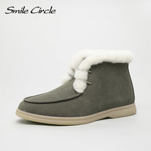 将图片加载到图库查看器,Smile Circle Women Snow Boots Natural fur