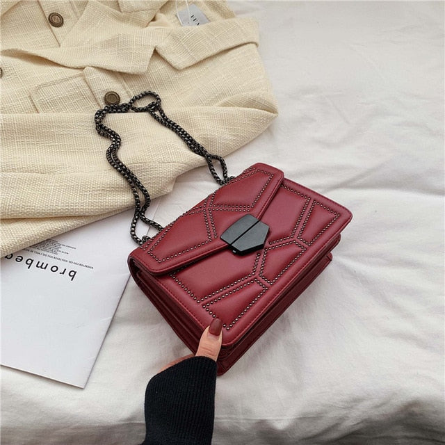 Rivet Chain PU Leather Crossbody Bags