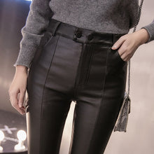 Load image into Gallery viewer, Women's Thin Velvet PU Leather Pants