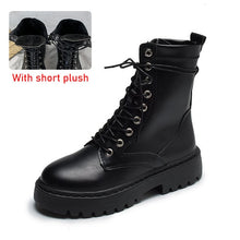 将图片加载到图库查看器,Rimocy White Black PU Leather Ankle Boots