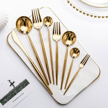 Load image into Gallery viewer, Gold Chopstick Spoon Knife Fork Sets